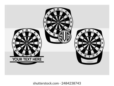 Dart Board, Dart Game, Dart Sports, Dart Silhouette, Target, Clipart, Outline, Vector, Eps