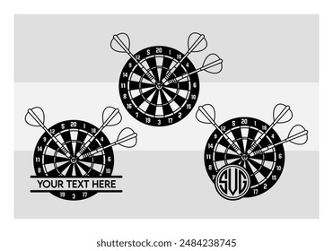 Dart Board, Dart Game, Dart Sports, Dart Silhouette, Target, Clipart, Outline, Vector, Eps