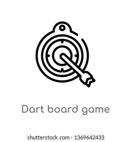dart board game vector line icon. Simple element illustration. dart board game outline icon from weapons concept. Can be used for web and mobile
