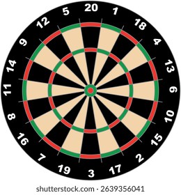 Dart Board graphic element, competitive sports target design isolated on a white background