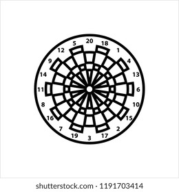 Dart Board Icon, Dartboard Icon Vector Art Illustration