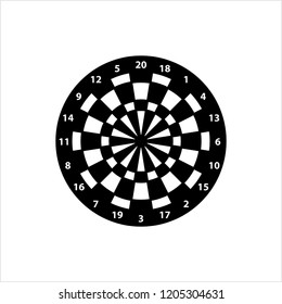 Dart Board Icon, Dartboard Icon Vector Art Illustration