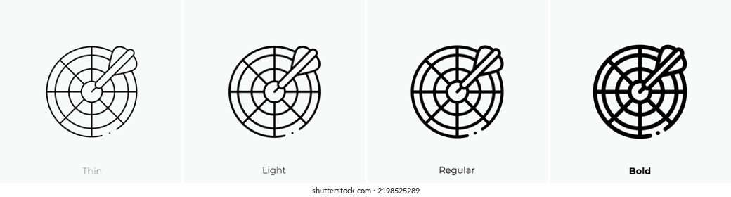 dart board icon. Thin, Light Regular And Bold style design isolated on white background