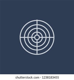 Dart board icon. Trendy flat vector line Dart board icon on dark blue background from sport collection. 