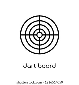 Dart board icon. Trendy modern flat linear vector Dart board icon on white background from thin line sport collection, editable outline stroke vector illustration