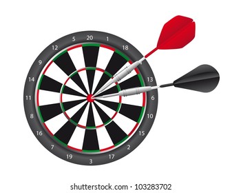 dart and dart board isolated over white background. vector