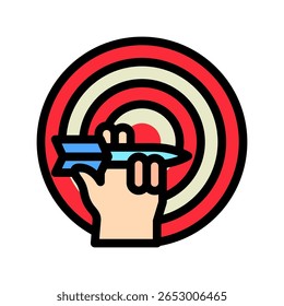 Ícone plano da cor do contorno da placa de dardo, mini ilustração para o relaxamento, partido, pubs e barras UI, kit UX, desenvolvimento de aplicativo e web, digital ou impressão.