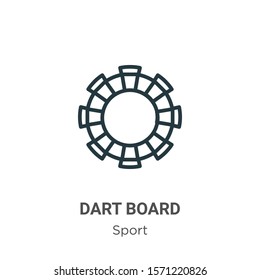 Dart board outline vector icon. Thin line black dart board icon, flat vector simple element illustration from editable sport concept isolated on white background
