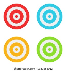 Dart board over white background. Target. Red, green, blue and yellow dartsboard. Vector illustration. EPS 10.