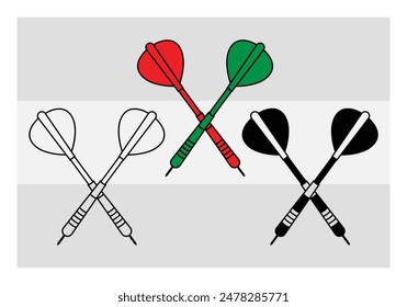 Dart Board With Dart Silhouette, Dart Game, Sports,  Game, Target, Clipart, Vector, Clipart, Eps,  