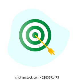 Dart board target with arrow flat design