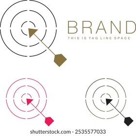 Dart Board Target Bow and Arrow Vector Logo Art	