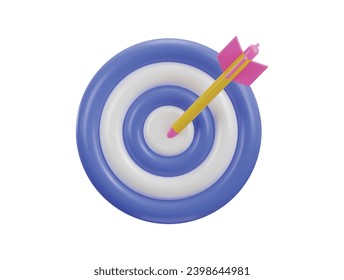dart board for target with bullseye arrow icon 3d render