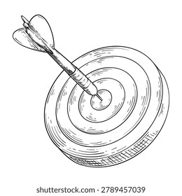 dart board target vector line art drawing illustration