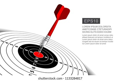 Dart board vector illustration isolated for darts game. Shooting target business solutions concept.