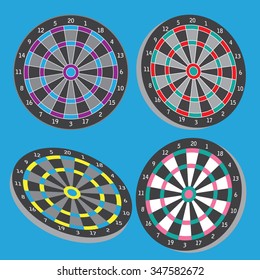Dart board vector set illustration