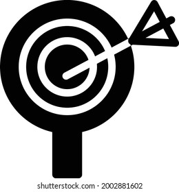 dardo con fondo blanco. dartboard es un comienzo de juego del icono plano pehistórico .glyph.