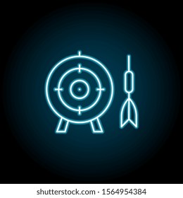 Dart, bullseye blue neon icon. Simple thin line, outline vector of amusement icons for ui and ux, website or mobile application