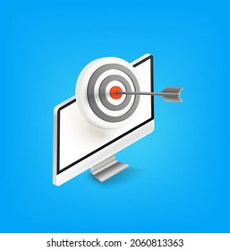 Dart in a bullseye. Success business concept. Isometric vector illustration isolated on white background