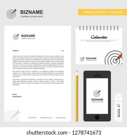 Dart Business Letterhead, Calendar 2019 and Mobile app design vector template