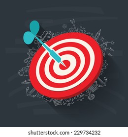 Dart concept on blackboard background,clean vector