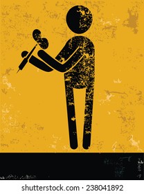 Dart concept,human resource design on yellow background,grunge vector