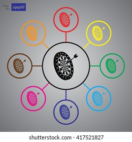 Dart and dartboard vector icon