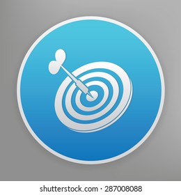 Dart design icon on blue button,clean vector