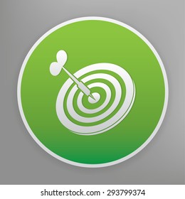 Dart design icon on green button,clean vector