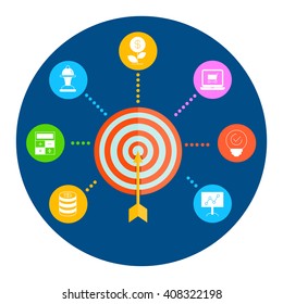 dart and diagram, investment and business strategy concept infographic