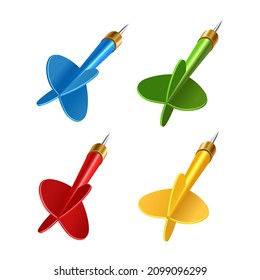 Dart of different colors for playing darts. Set. Vector illustration on white background.