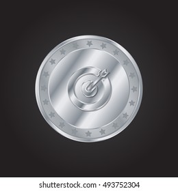 Dart embossed realistic silver / platinum coin precious Icon / Logo Design