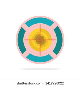 Dart, Focus, Target, Dollar Abstract Circle Background Flat color Icon