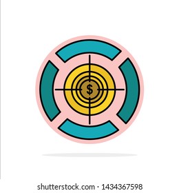 Dart, Focus, Target, Dollar Abstract Circle Background Flat color Icon