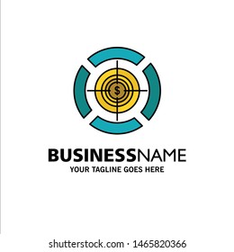 Dart, Focus, Target, Dollar Business Logo Template. Flat Color. Vector Icon Template background