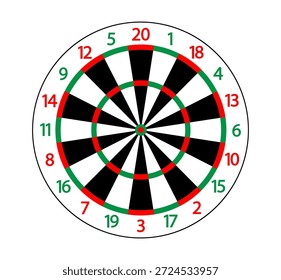 Juego de dardos, tablero de dardos, dardos objetivo. Objetivo de color realista. Juegos de ocio y deportes. Ilustración vectorial
