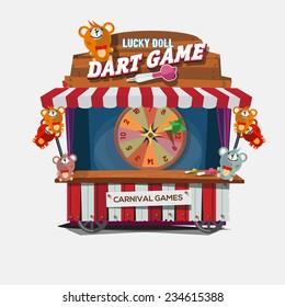 dart game dolls. carnival cart concept- vector illustration