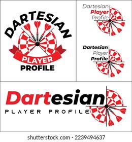 dart game Logo for club with format eps 10 in red and black.