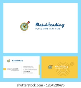 Dart game  Logo design with Tagline & Front and Back Busienss Card Template. Vector Creative Design