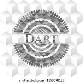 Dart grey emblem with geometric cube white background