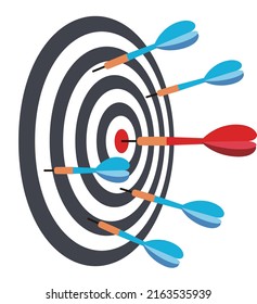 Dart hit to the red point, Success Business Concept. vector illustration