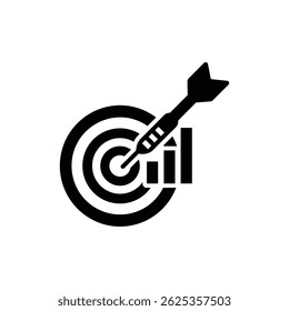 Dart batendo Bullseye com sobreposição de gráfico representando precisão e sucesso empresarial