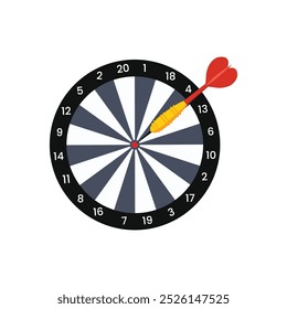 Dart hitting center of target 3D icon.