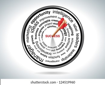 Dart Hitting A success, White Background, Vector Illustration