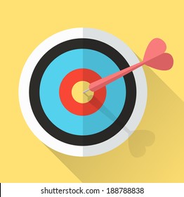 Dart Hitting A Target. lucky in game lucky in love. Business successful concept. vector