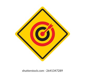 Dart hitting target sign icon vector. Target, dart, symbol, arrow, sign, icon, goal, success, business. Can use for infographic, banner, poster, web design. Vector Isolated on white background.