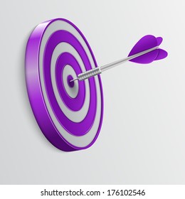 Dart hitting a target. Success concept. Vector Illustration.