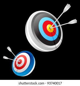 Dart Hitting A Target Vector Illustration on black background