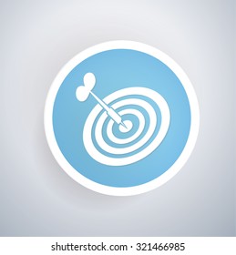 Dart icon on blue button background, clean vector