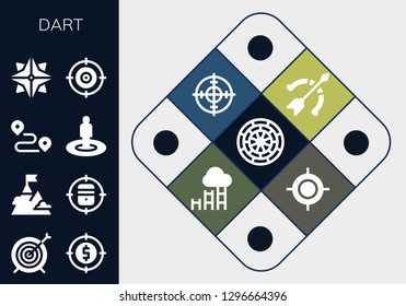  dart icon set. 13 filled dart icons. Simple modern icons about  - Dart board, Target, Goal, Track, Makibishi, Archery